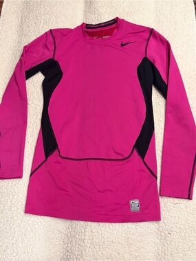 Nike Pro Combat activewear Compression Top - Hot Pink & Black